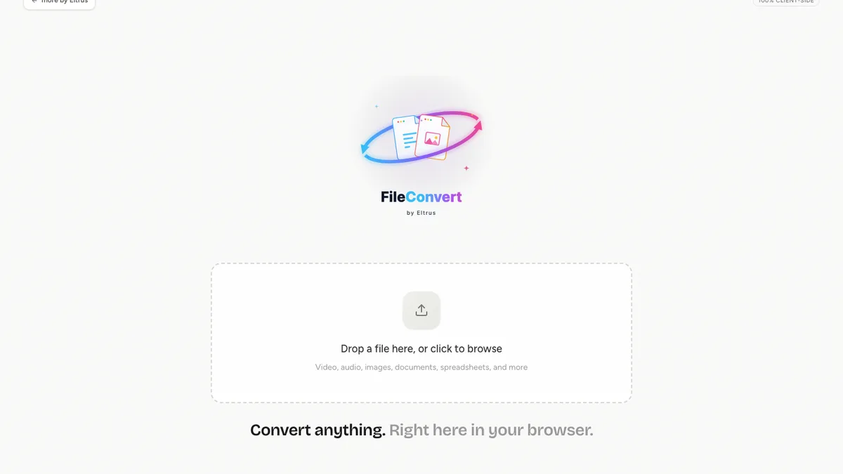FileConvert drop zone: convert anything, right in the browser