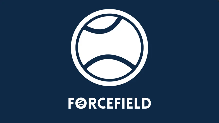 ForceField logo, a hurling sliotar mark on navy