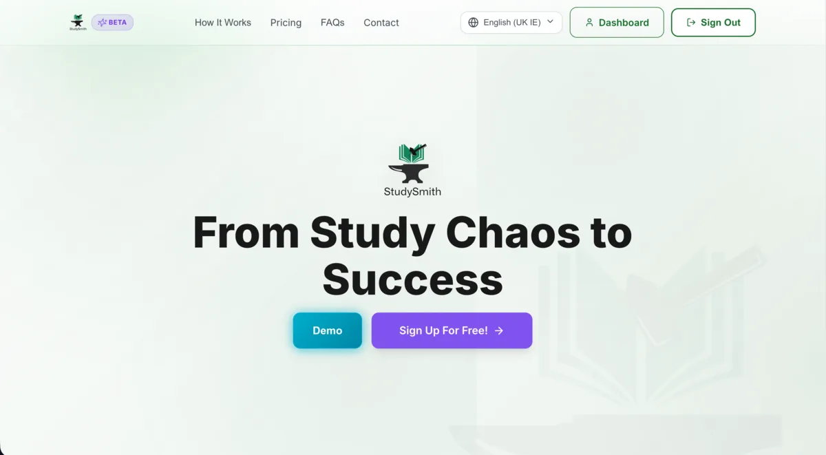 StudySmith landing page